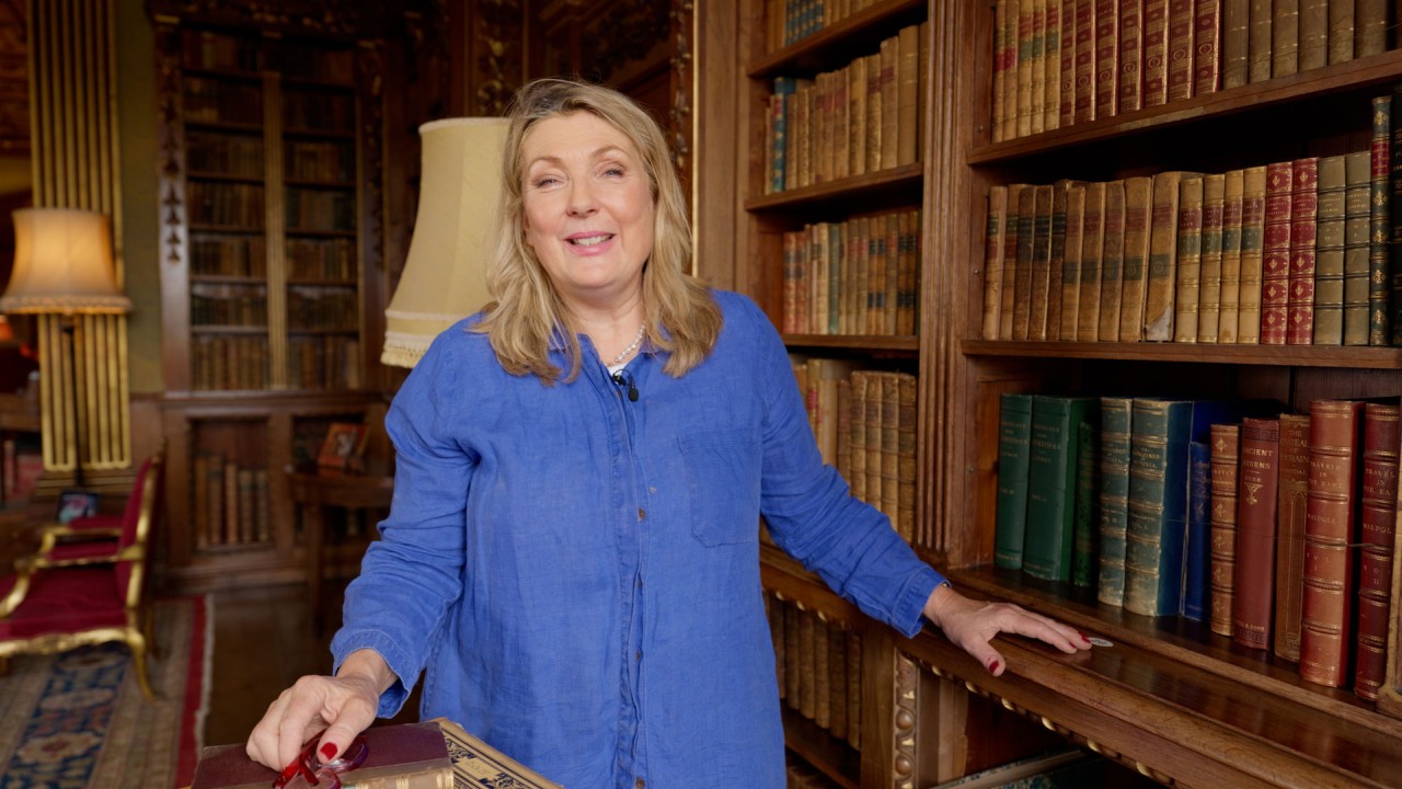 Experience Highclere Castle’s historic library with Lady Carnarvon)