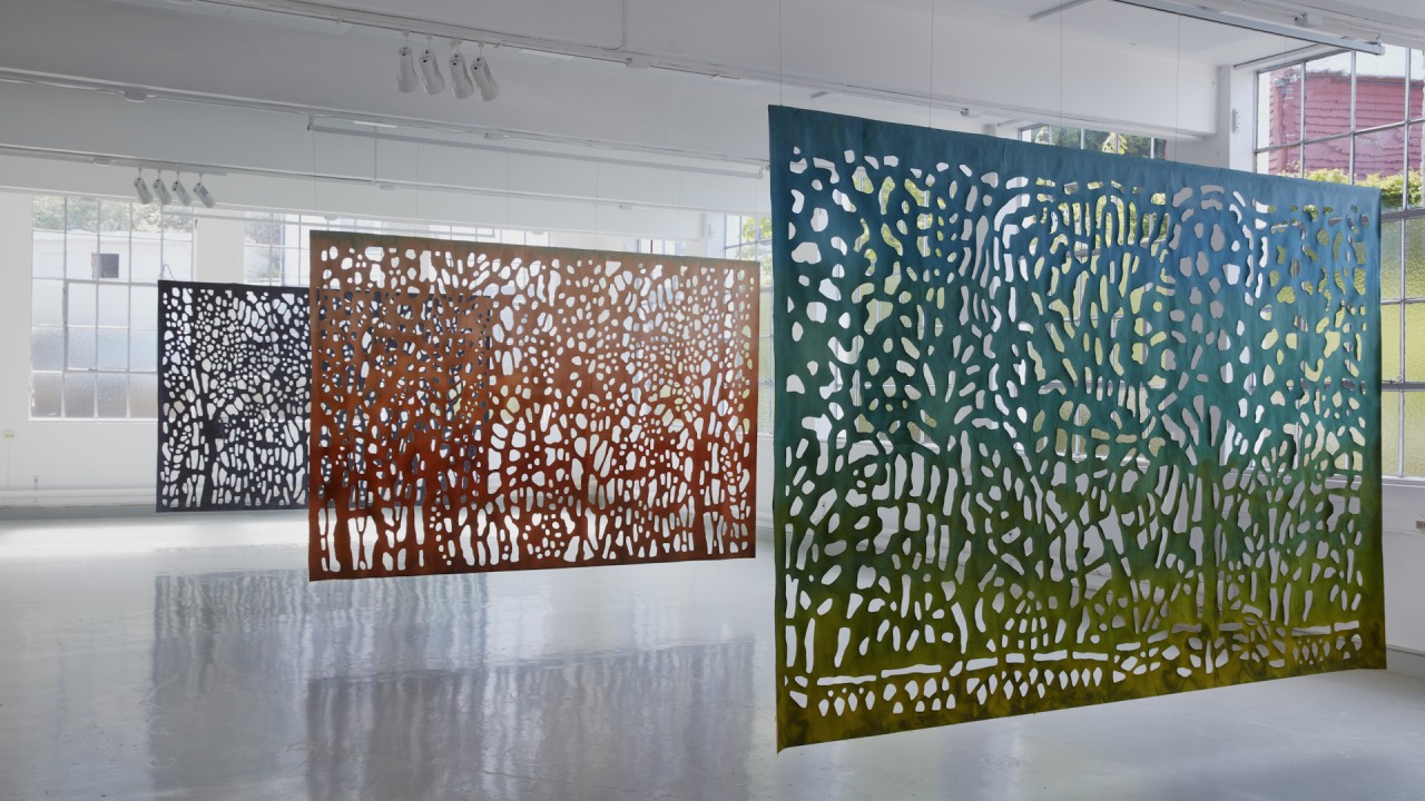 View the layered compositions of Norwegian textile artist Ingrid Aarset